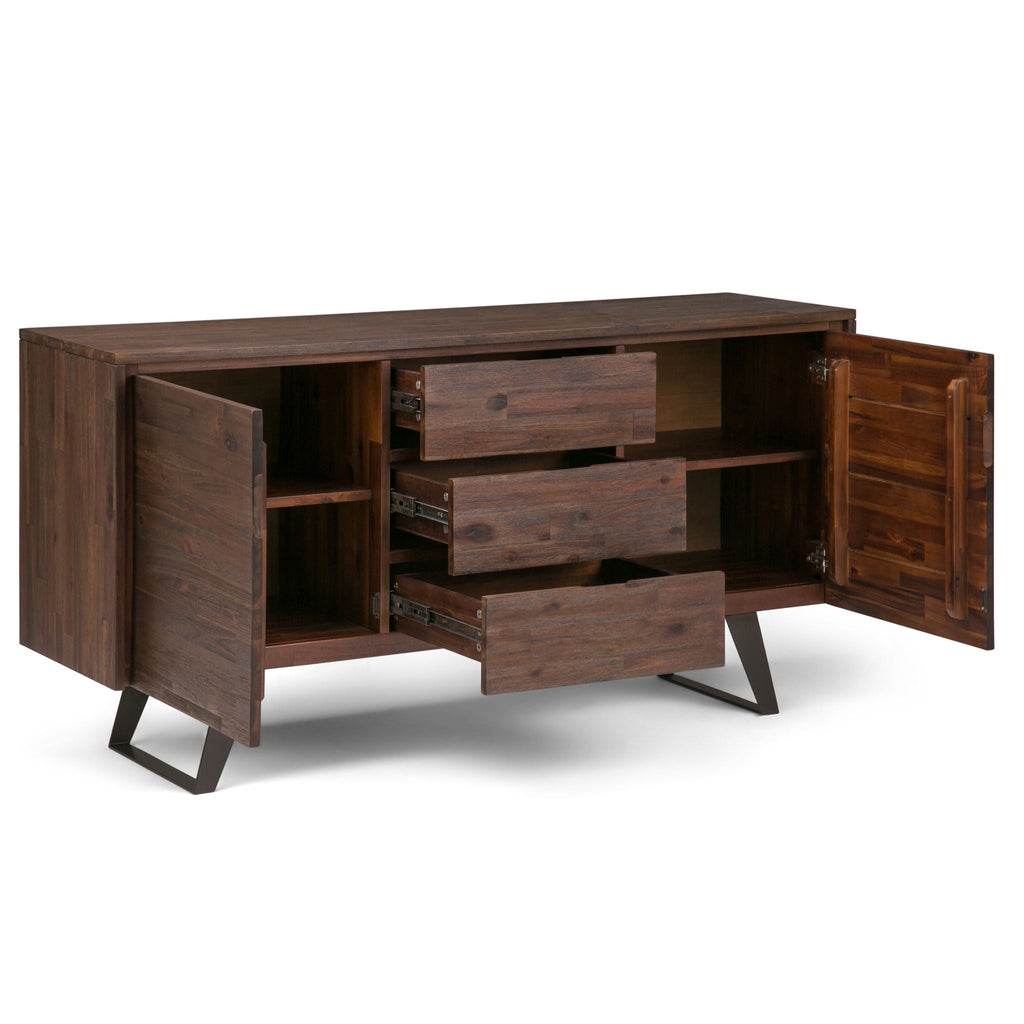 Lowry Modern Industrial Sideboard Buffet with Adjustable Shelves - Dark Brown or Light Brown