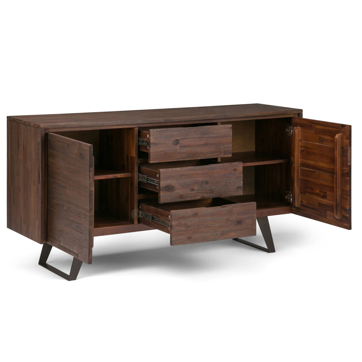 Lowry Modern Industrial Sideboard Buffet with Adjustable Shelves - Dark Brown or Light Brown