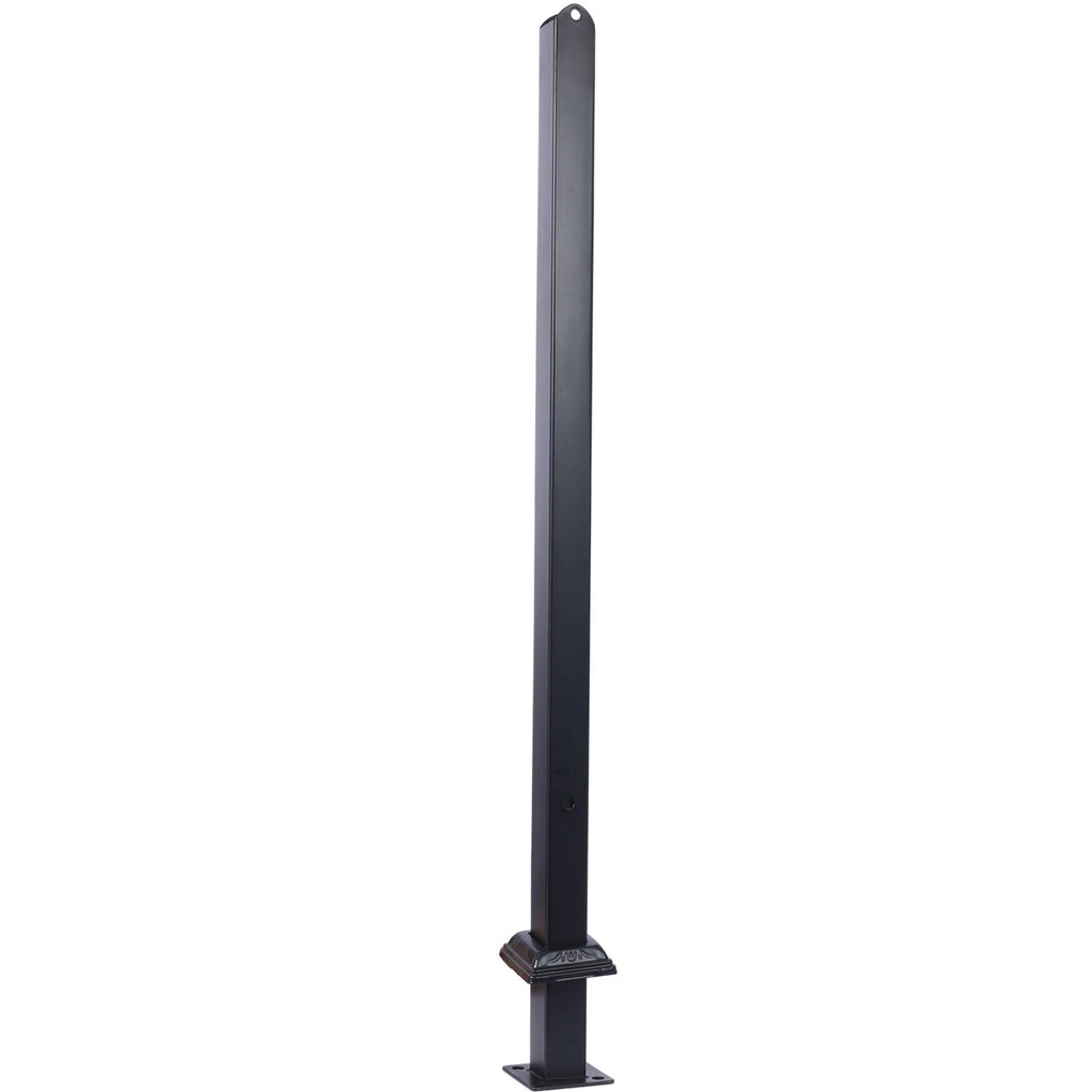 Wrought Iron Outdoor Handrail for 2 or 3 Steps with Rustproof Finish - Black