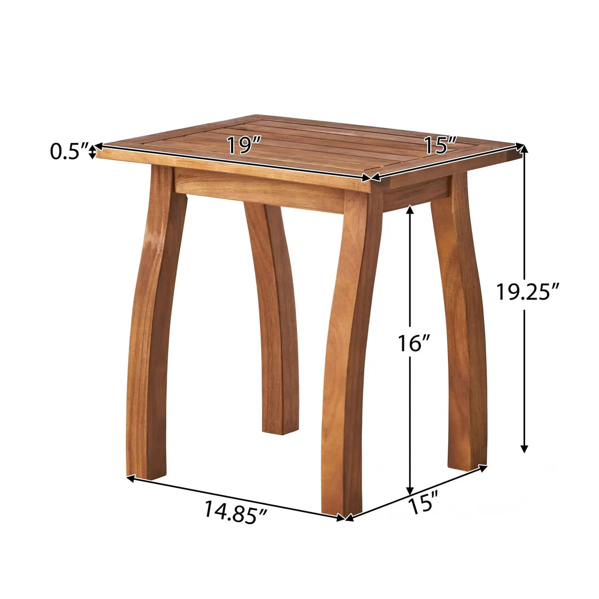 Kinesis Outdoor Side Table with Slatted Top and Wood Frame - Light Brown or Dark Gray
