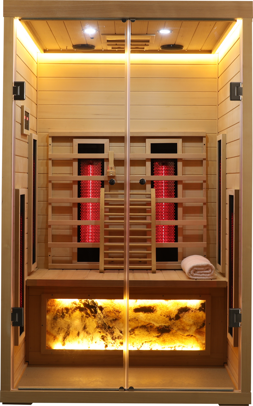 Two Person Hemlock Wood Far-Infrared Sauna Room with Digital Control Panel