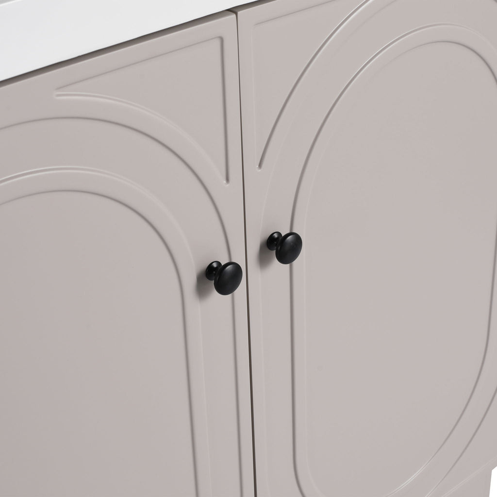 Modern Freestanding Bathroom Vanity with Soft Close Cabinet Doors - Pearl Silver, White, or Dark Green