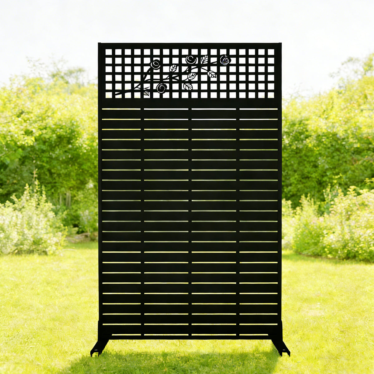 Metal Privacy Screens with Freestanding Iron Construction - Black