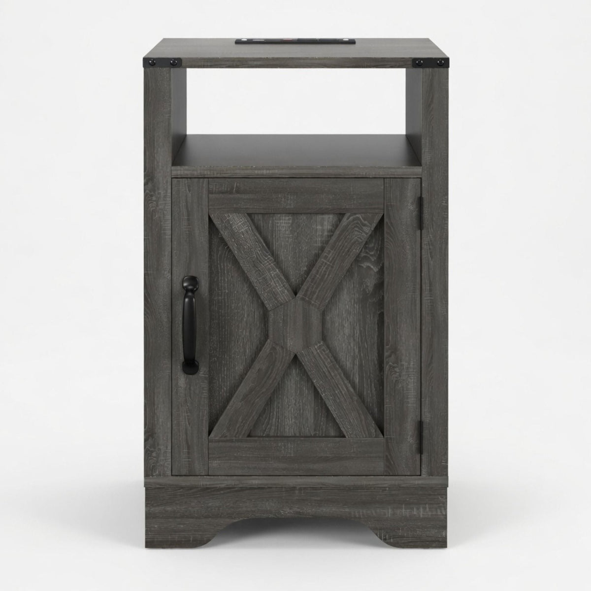 Farmhouse Nightstand with Charging Station & Storage - Multiple Colors