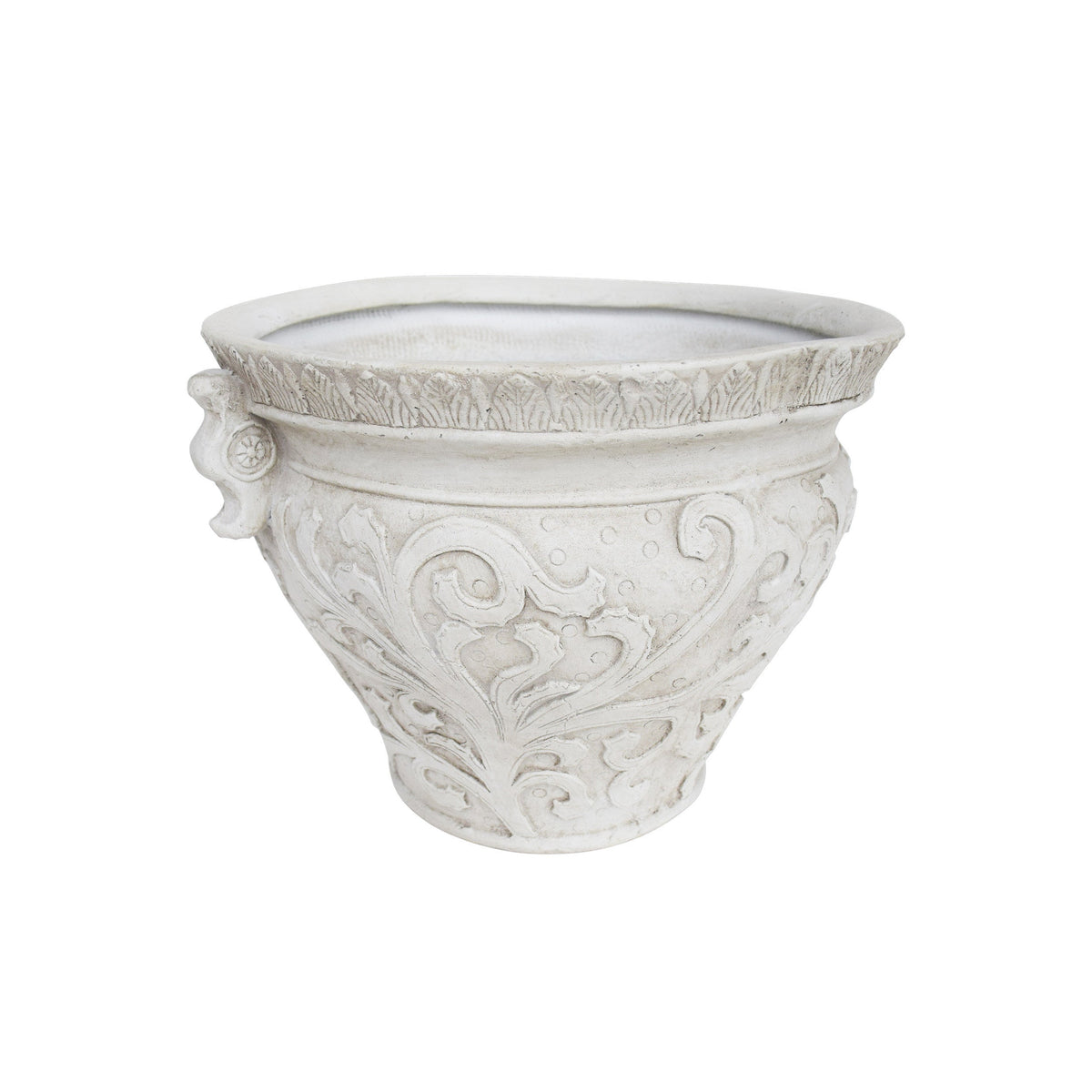 Antique White Largo Planter with Lightweight Concrete - Antique White