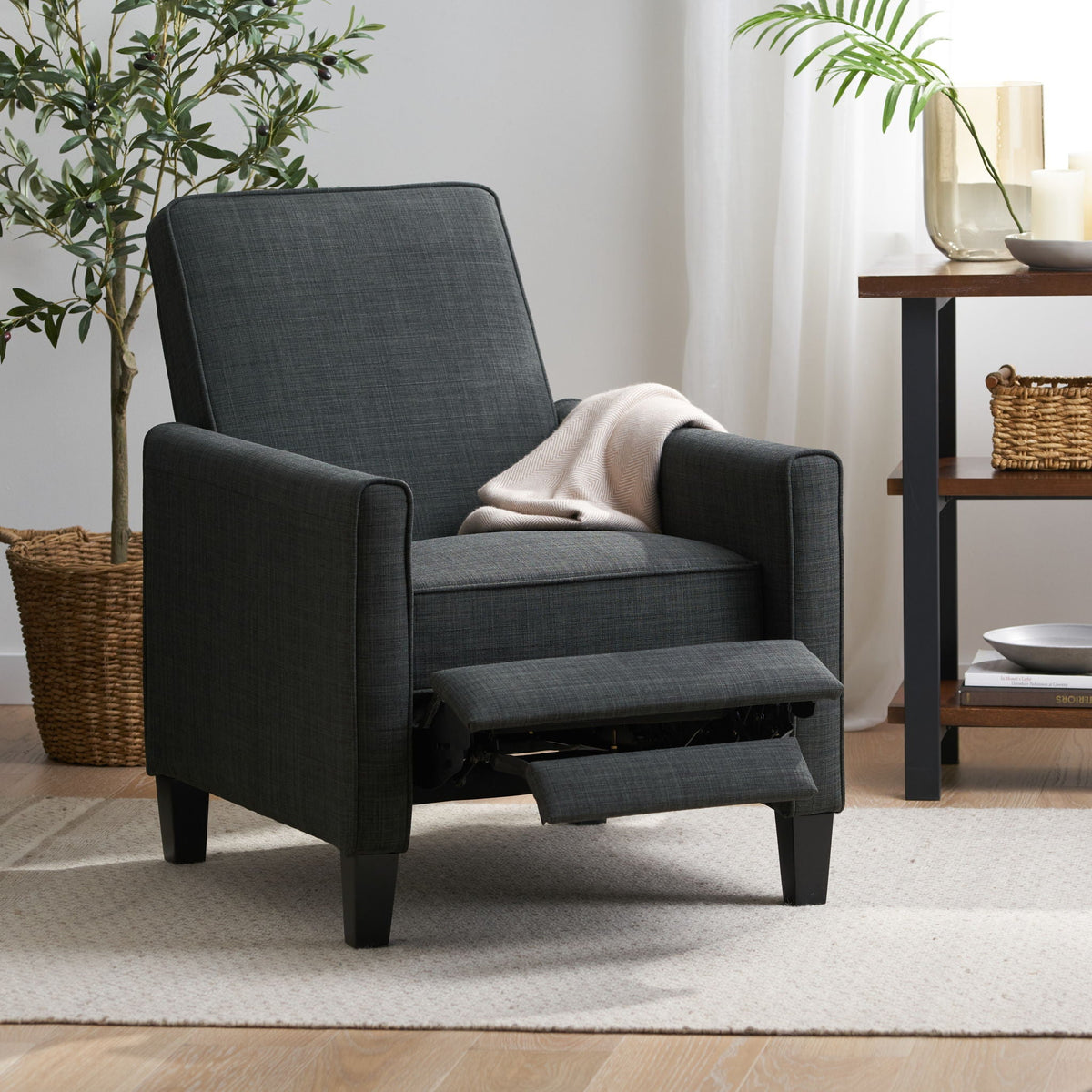Upholstered Push Back Recliner Chair with Adjustable Recline - Multiple Colors