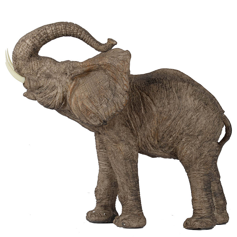 Polyresin Elephant Accent Decorative Object with Trumpeting Design - Black/Polyresin