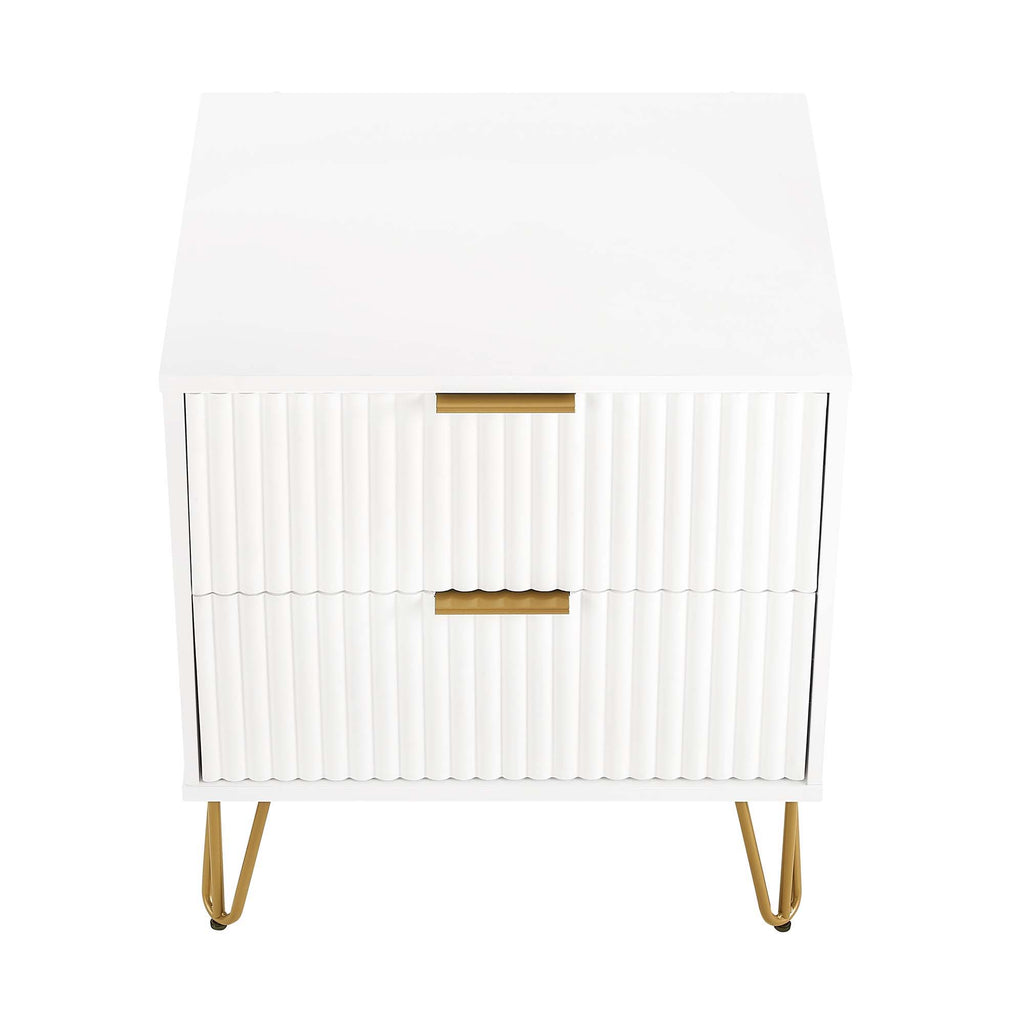 Dumbo Nightstand with 2 Drawers and Fluted Fronts – Multiple Colors