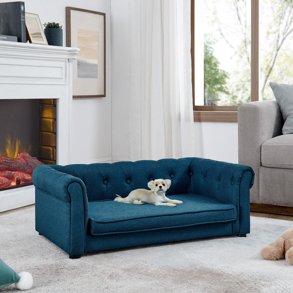 Modern Elegant Rectangle Pet Bed, Durable Elevated Dog Sofa