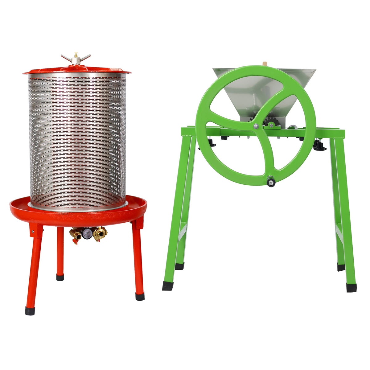 Hydraulic Fruit Wine Press with Fruit and Apple Crusher - Electricity-Free/Water-powered Cider Wine Bladder Press
