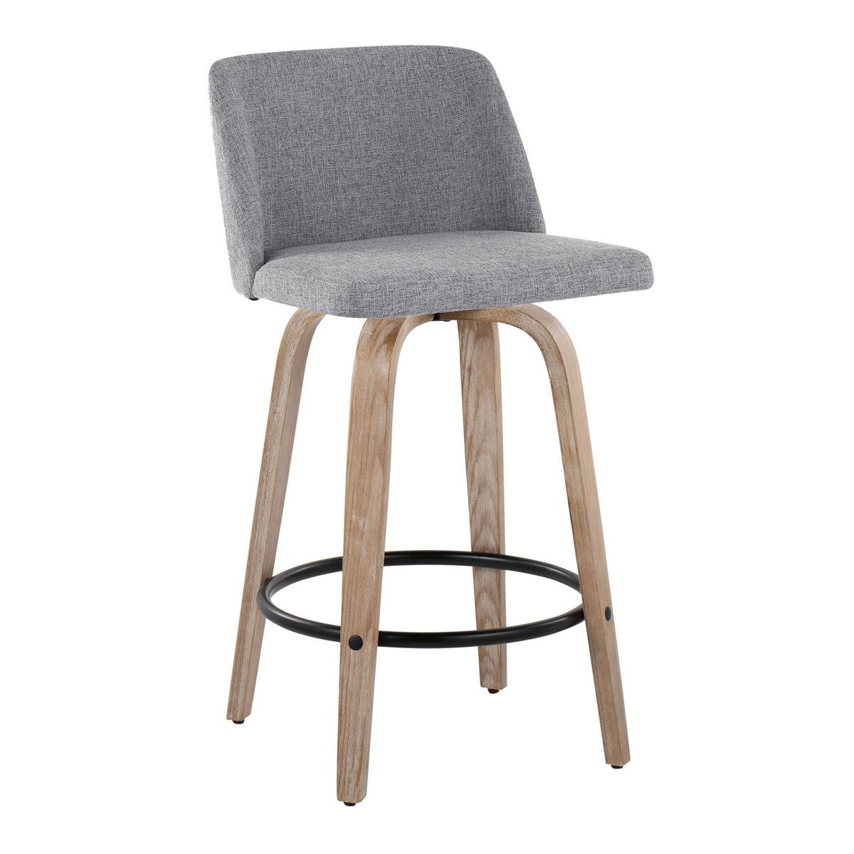 Toriano - Contemporary Fixed-Height Counter Stool & Swivel with Round Footrest (Set of 2)