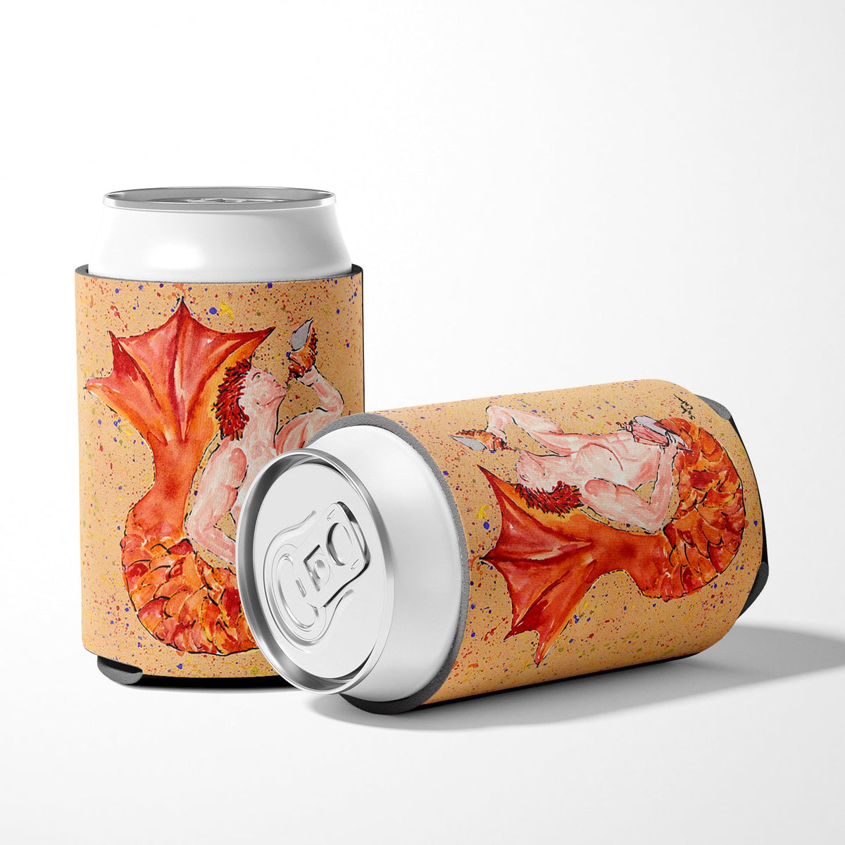 Red Headed Ginger Merman Can or Bottle Hugger Cooler Sleeve for Standard 12 oz Cans, Insulated Foam Beer & Soda Can Hugger Reusable