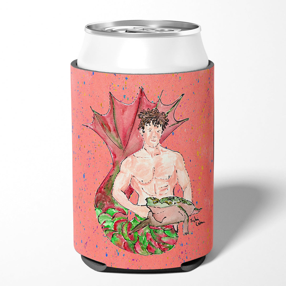 Brunette Merman Can or Bottle Hugger Cooler Sleeve for Standard 12 oz Cans, Insulated Foam Beer & Soda Can Hugger Reusable