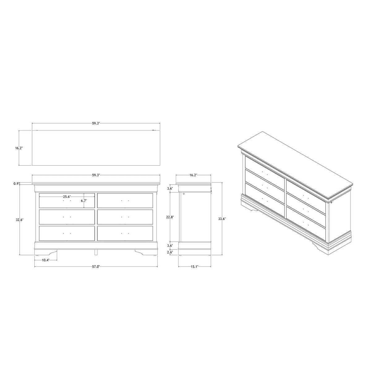 Charlston Dresser with LED Lighting - White or Blue