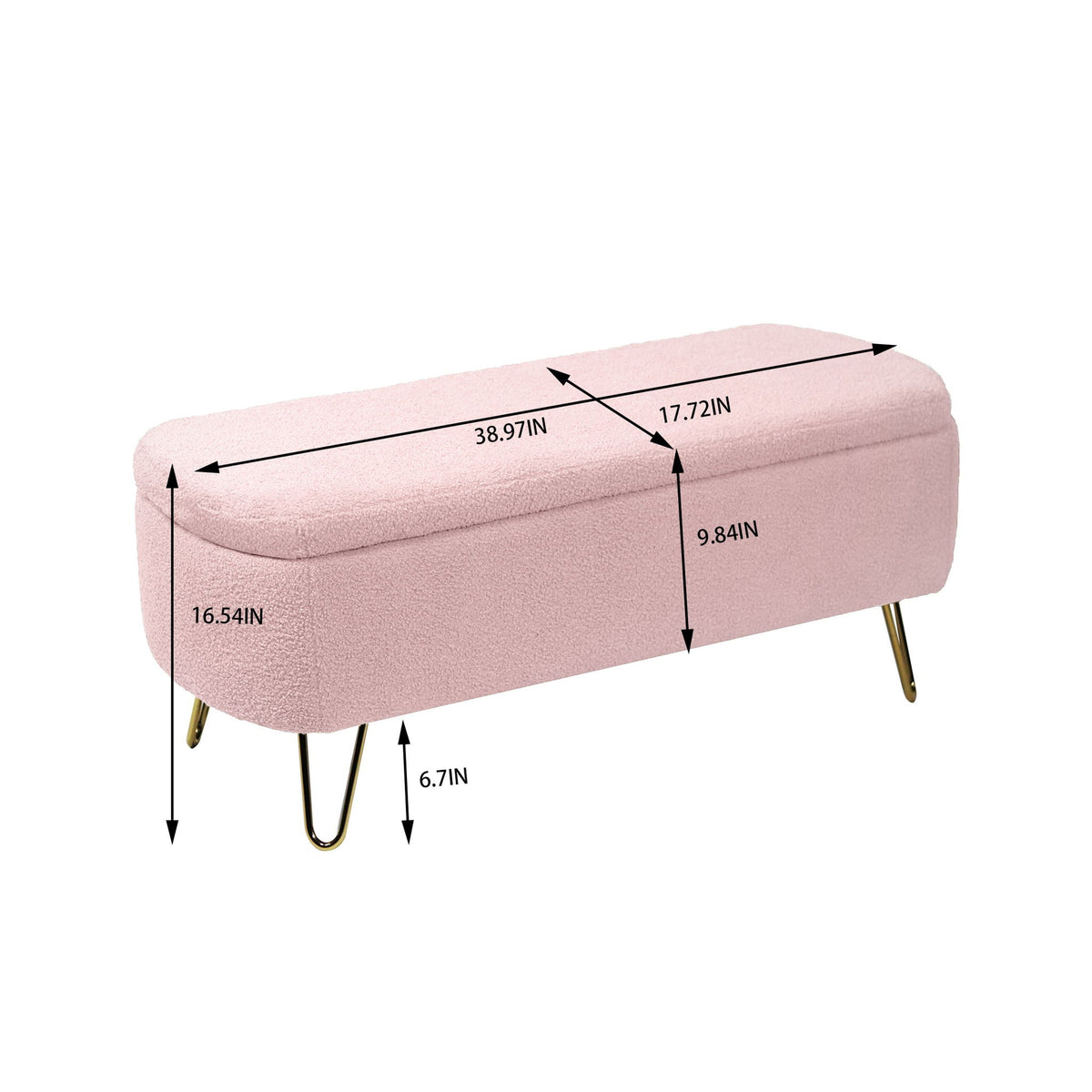 Faux Fur Storage Ottoman Bench with Padded Upholstery - Multiple Colors
