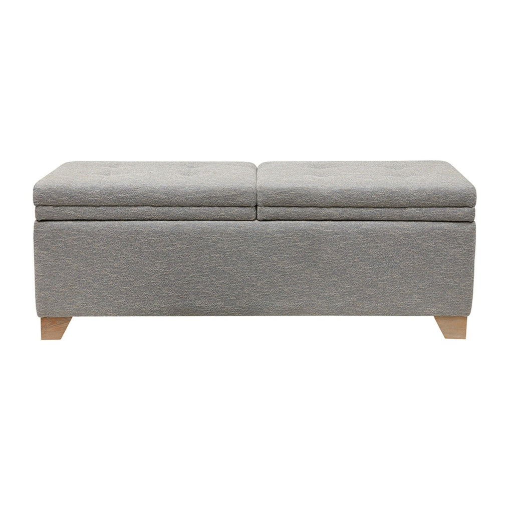 Soft Close Upholstered Storage Bench with Split-Top Access - Dark Gray
