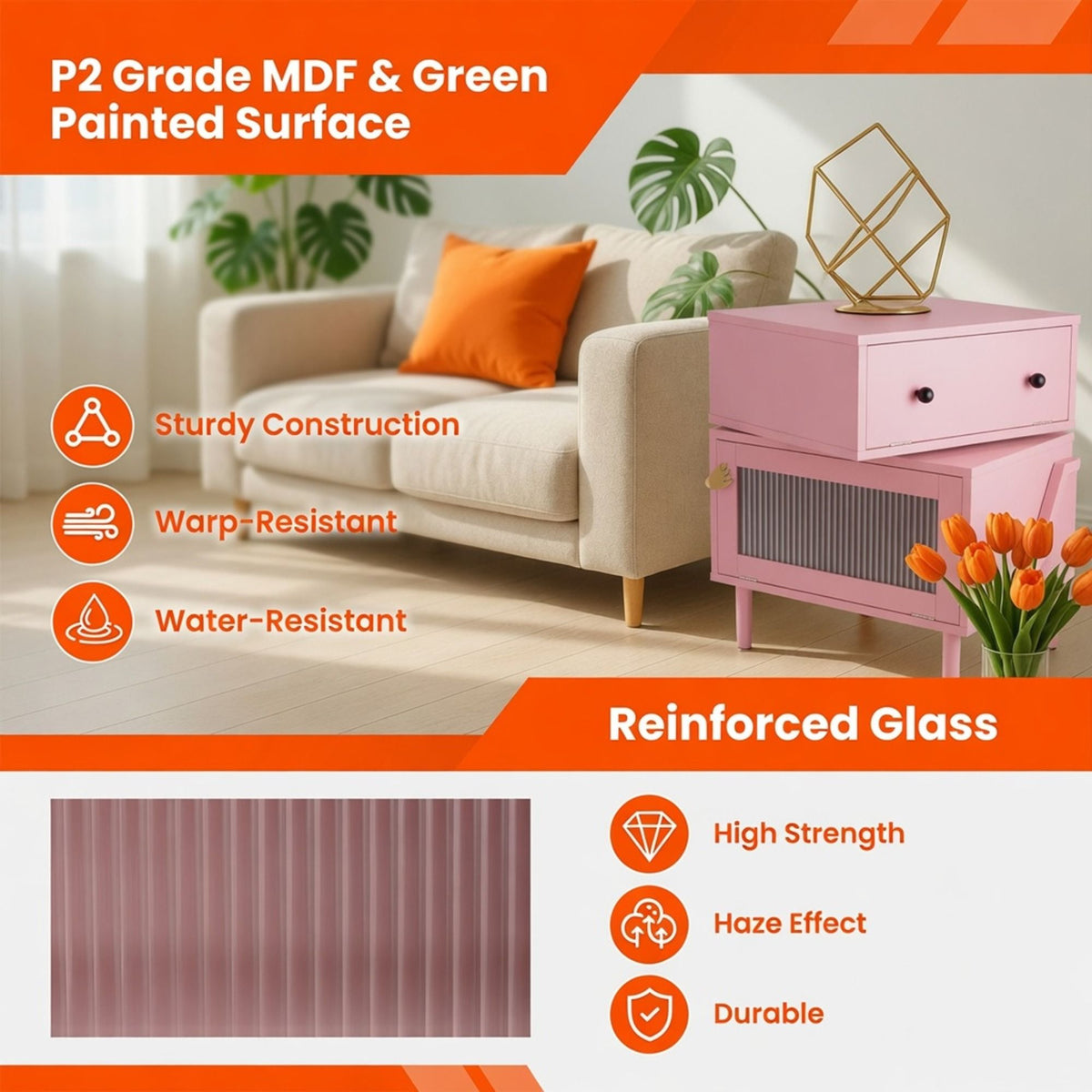 Robot LED Nightstand with 360° Rotating Drawer - White, Pink, or Green