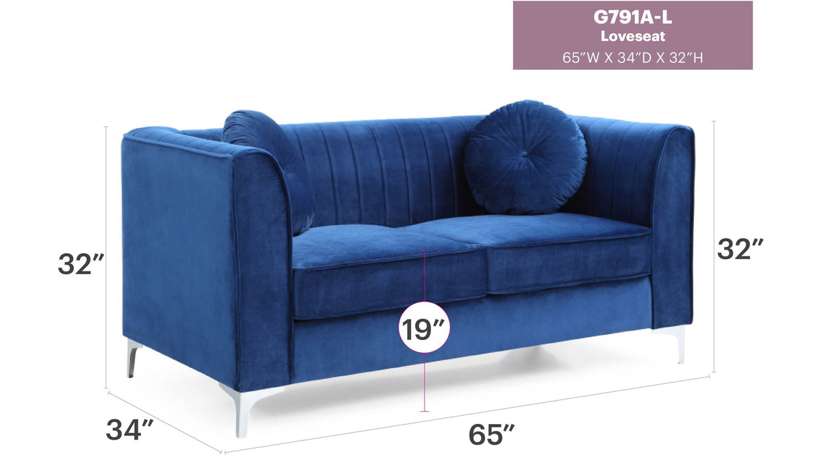 Glam Styled Micro Suede Loveseat