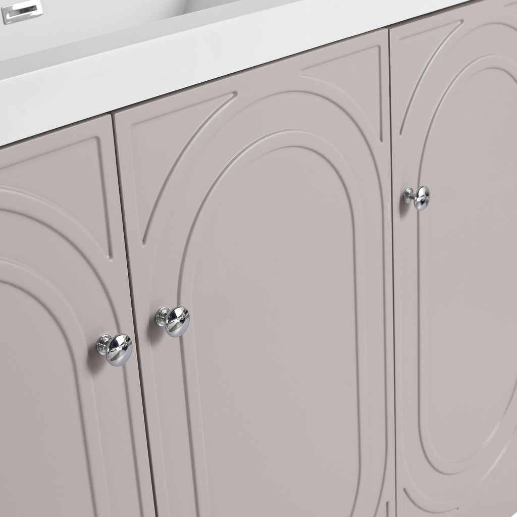 Modern Freestanding Bathroom Vanity with Soft Close Cabinet Doors - Pearl Silver, White, or Dark Green