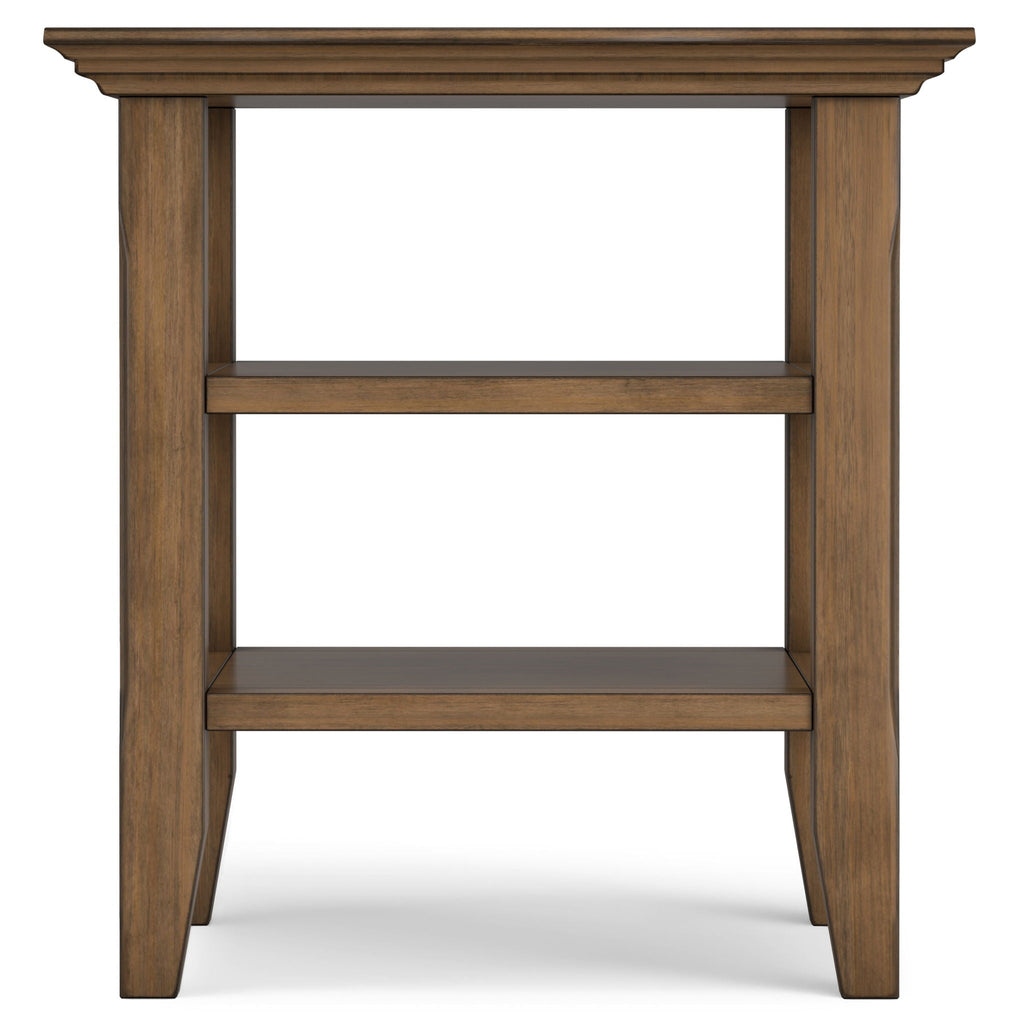 Light Brown End Table with Open Storage Shelves - MDF & Metal