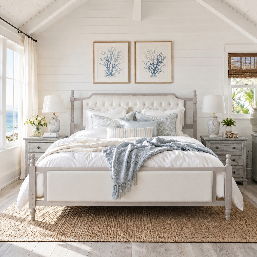 Queen Size Upholstered Platform Bed with Button Tufted Velvet Headboard - Taupe or Brown