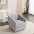 Modern Upholstered Barrel Armchair with 360° Swivel - Gray