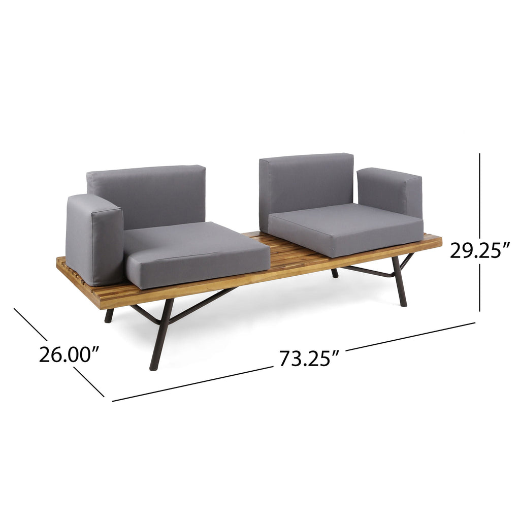 Outdoor Sofa With Cushions And Iron Legs - Dark Gray