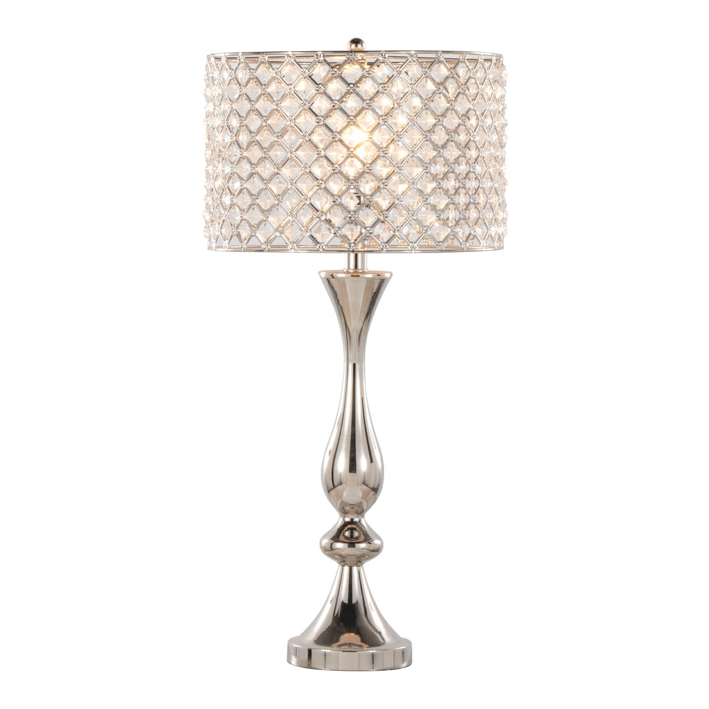Contemporary Table Lamp with Crystalline Shade - Gold, Black, or Gray