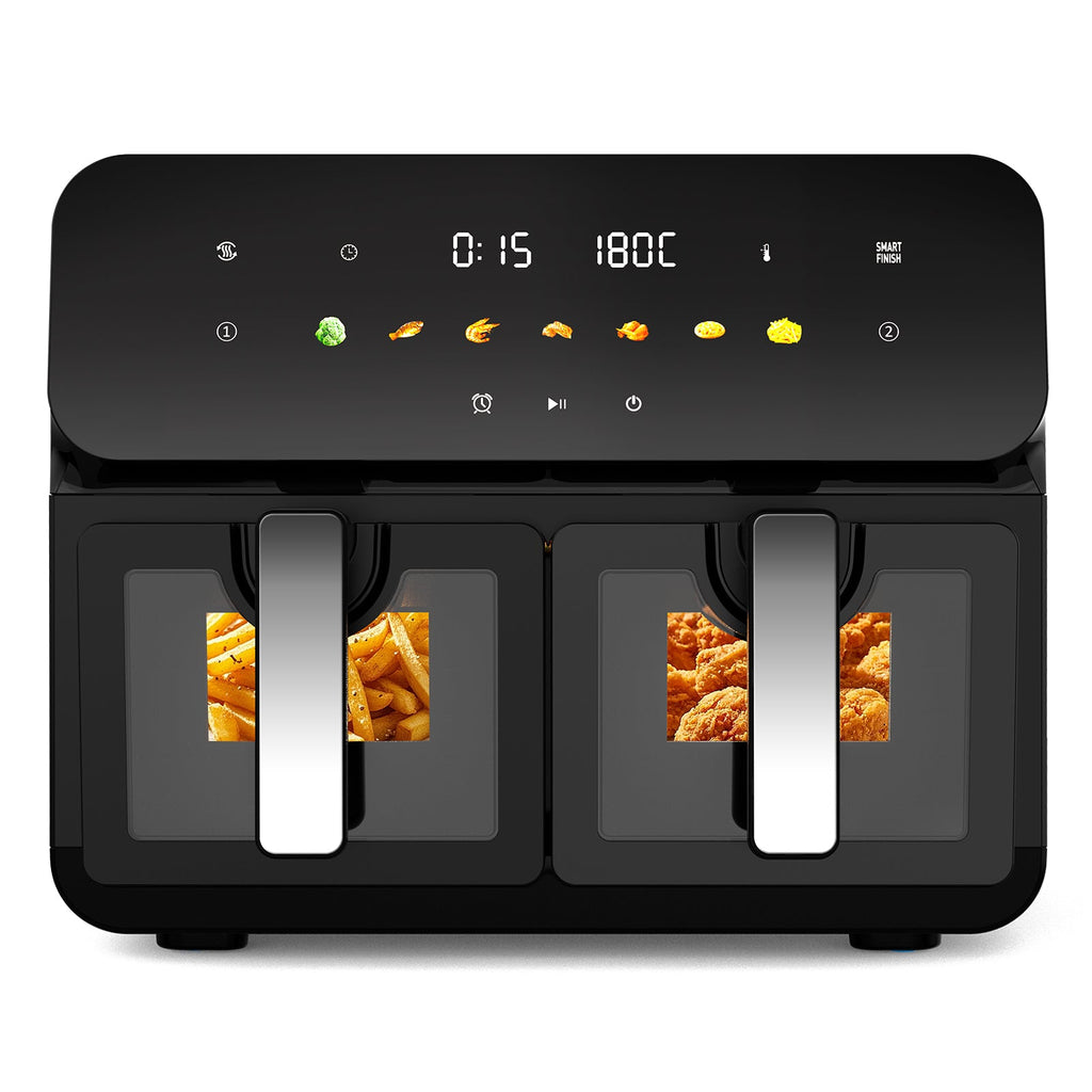 10QT Dual Air Fryer with Double Basket Design and SyncCook - Stainless Steel