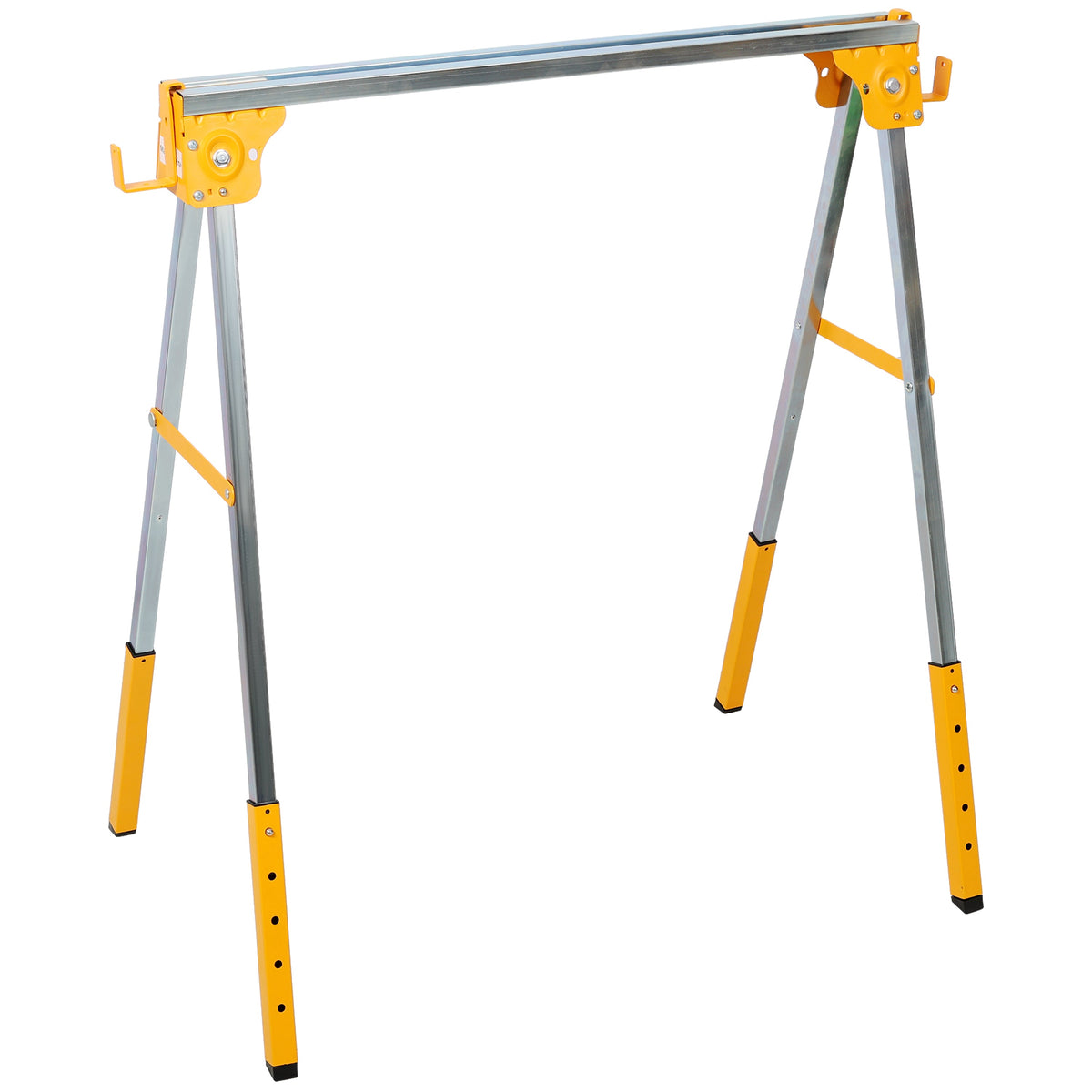 Adjustable Height Sawhorses 2 Pack with Folding Design - Steel