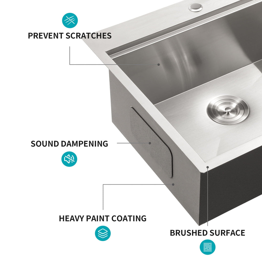 Stainless Steel Drop In Kitchen Sink with Workstation - Gray or Gold