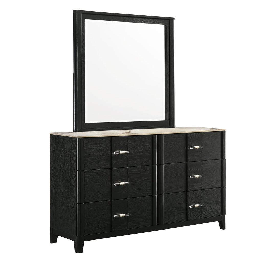 Black Bedroom Mirror with Deep Frame - Opel