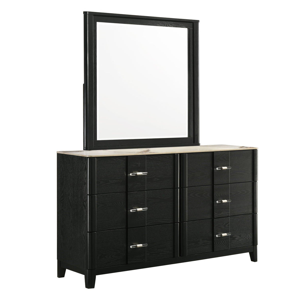 Black Bedroom Mirror with Deep Frame - Opel