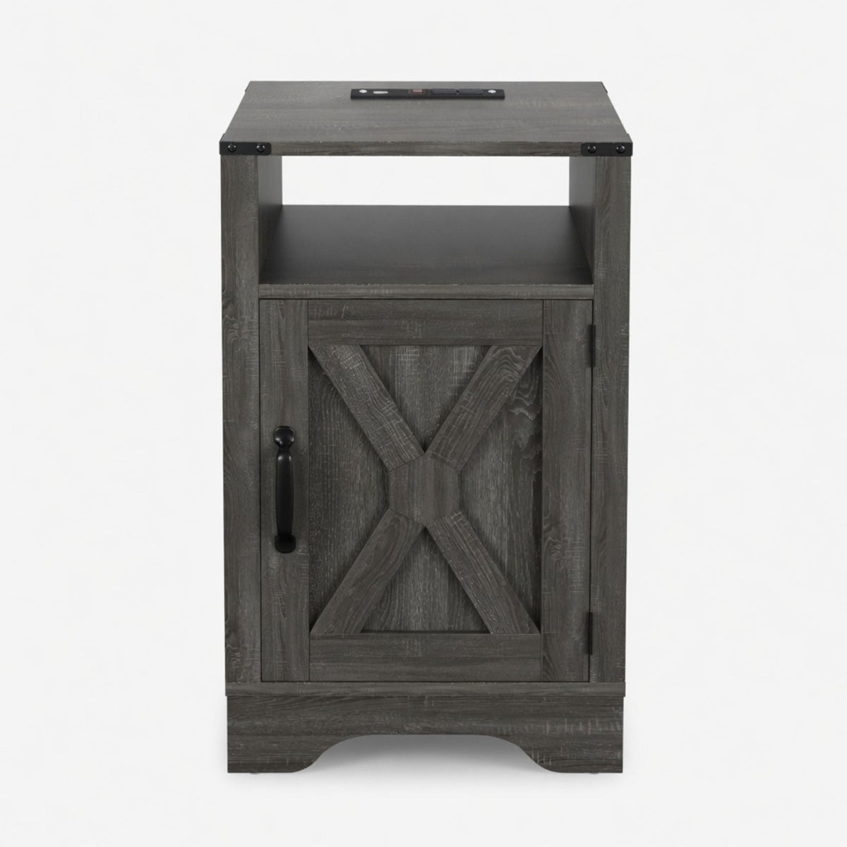 Farmhouse Nightstand with Charging Station & Storage - Multiple Colors
