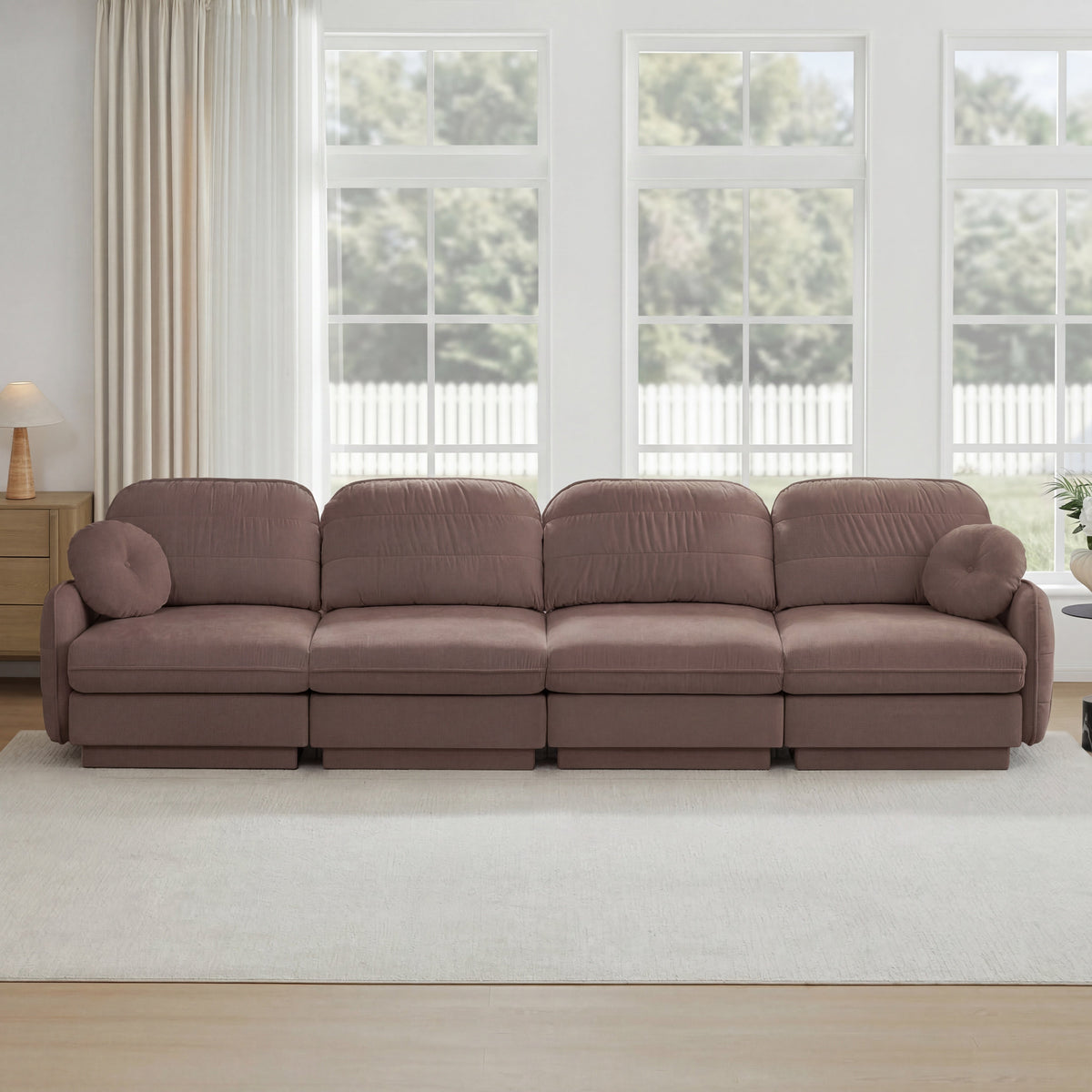 137" Chenille Cloud 4-Seater Sofa with Quilted Cushions - Chenille