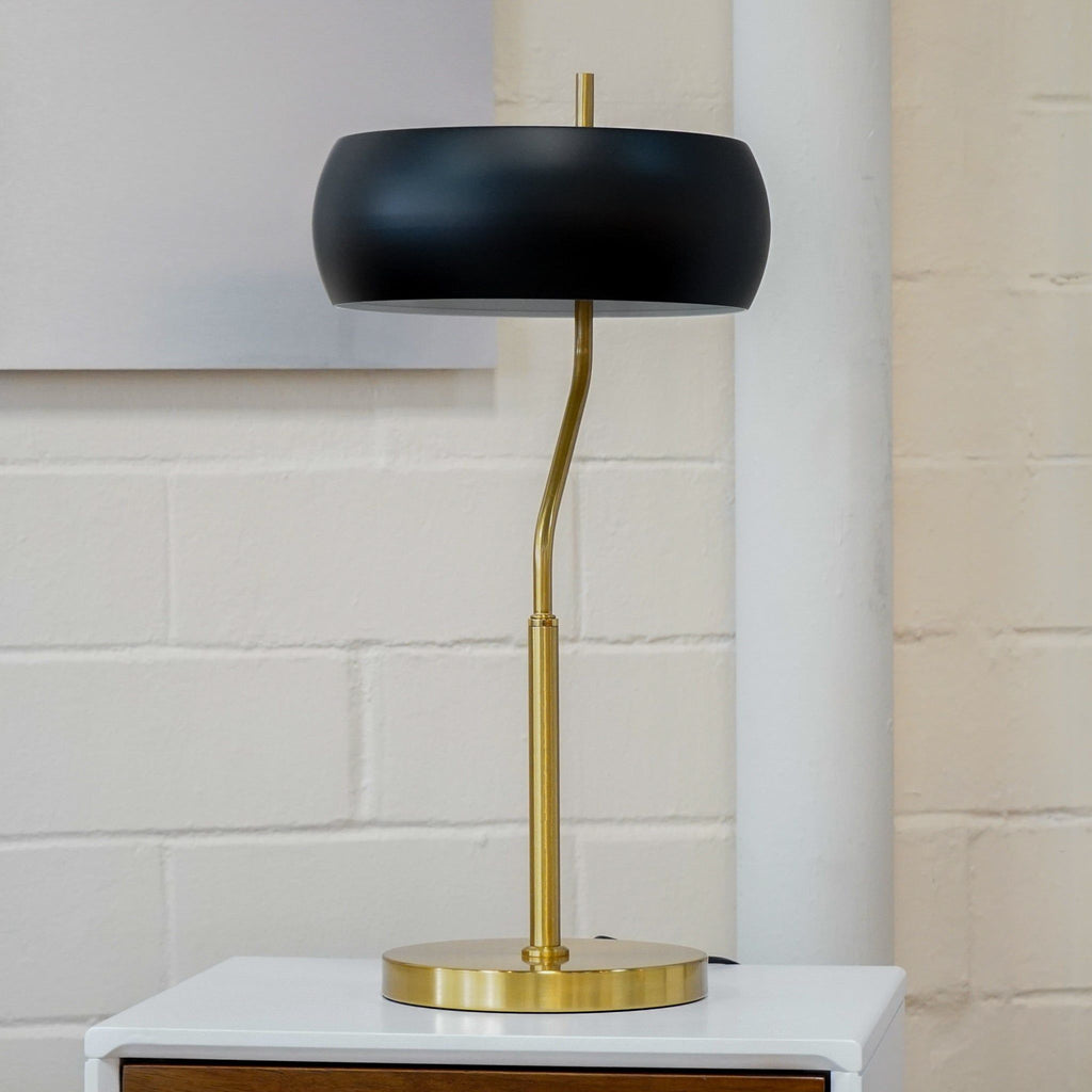 Gold Table Lamp with Dimmable Feature - Black Shade