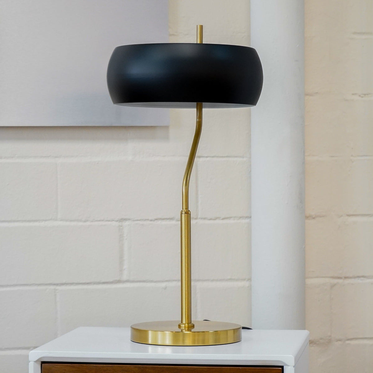 Gold Table Lamp with Dimmable Feature - Black Shade