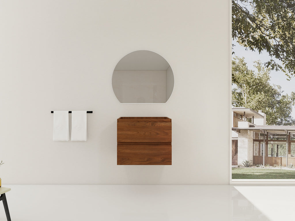 24" Wall-Mounted Bathroom Vanity with Plywood Cabinet - Wood Grain