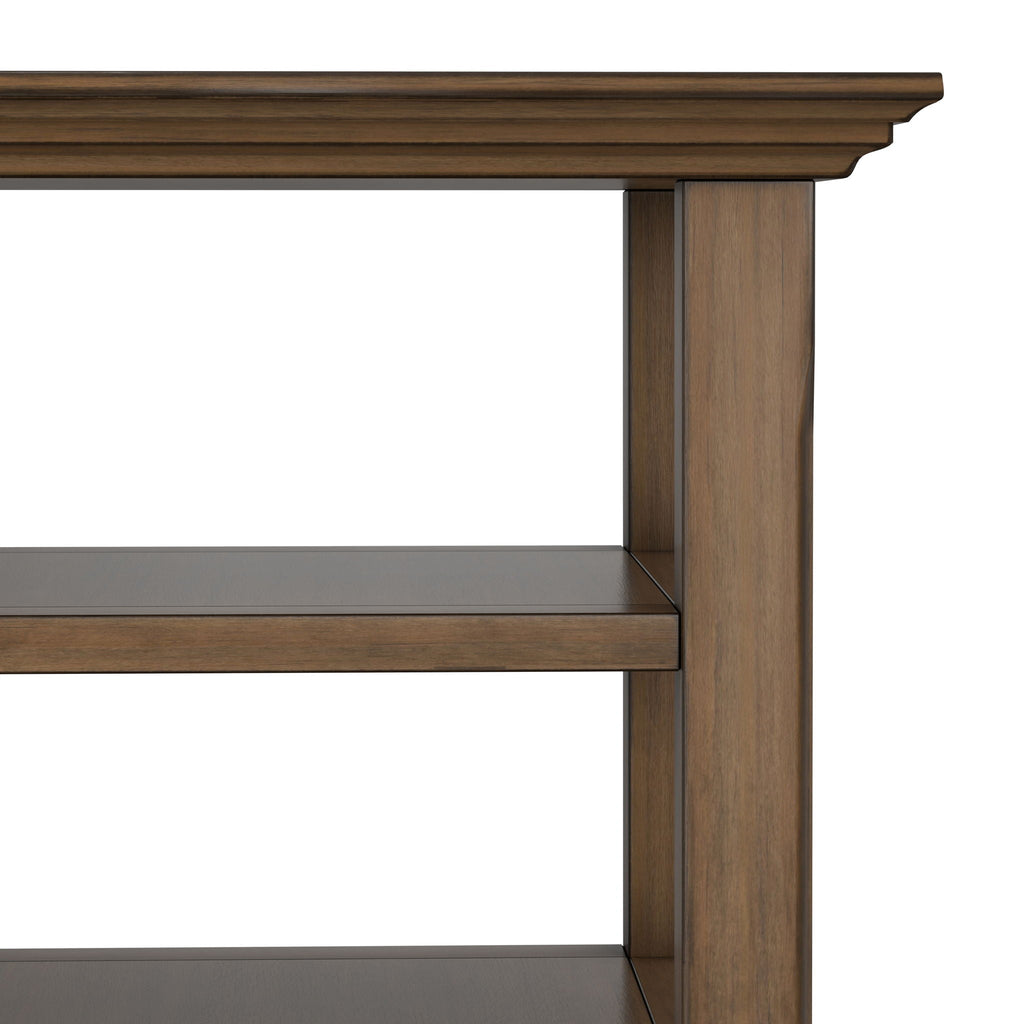 Light Brown End Table with Open Storage Shelves - MDF & Metal