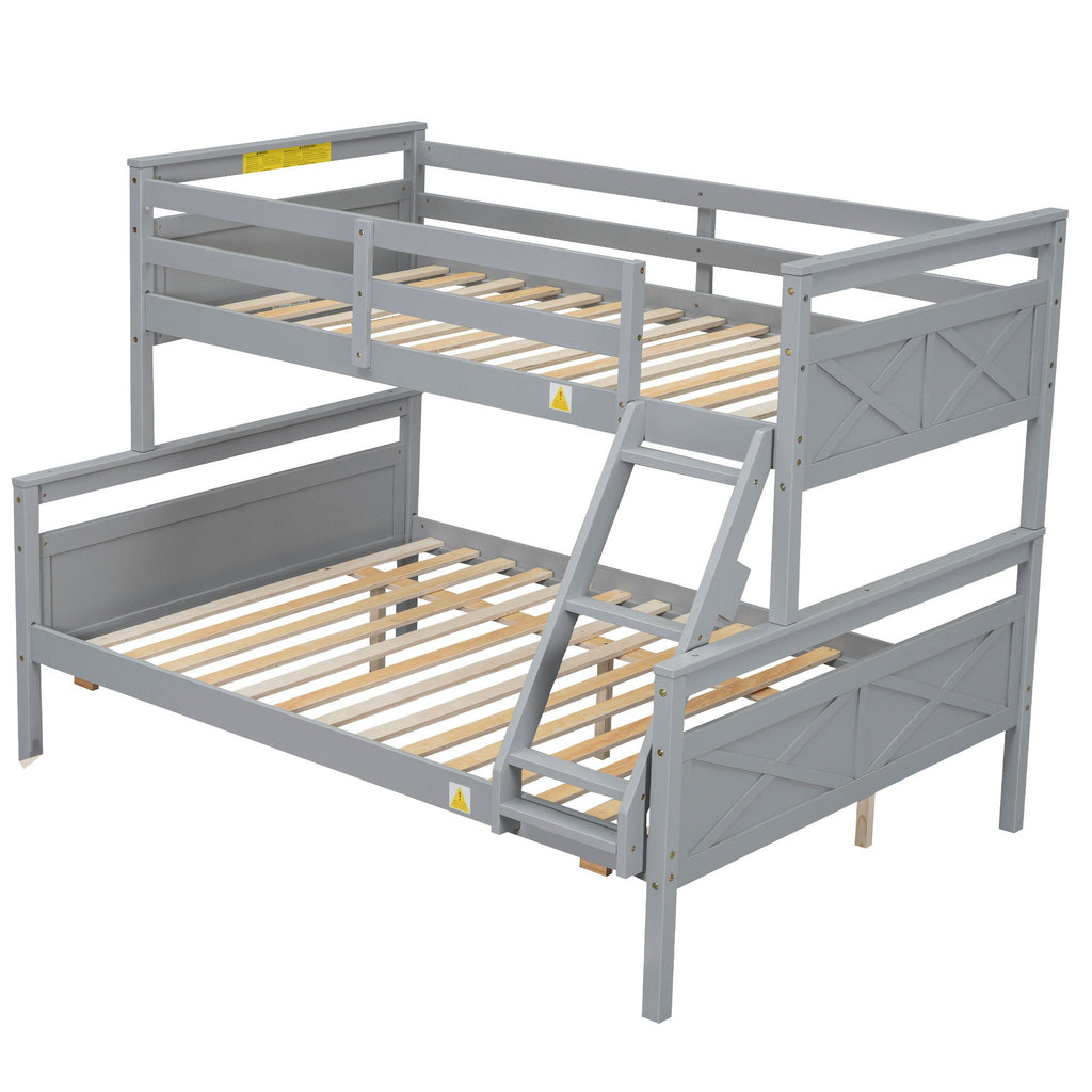 Twin Over Full Bunk Bed with Ladder and Storage Options - White or Dark Gray