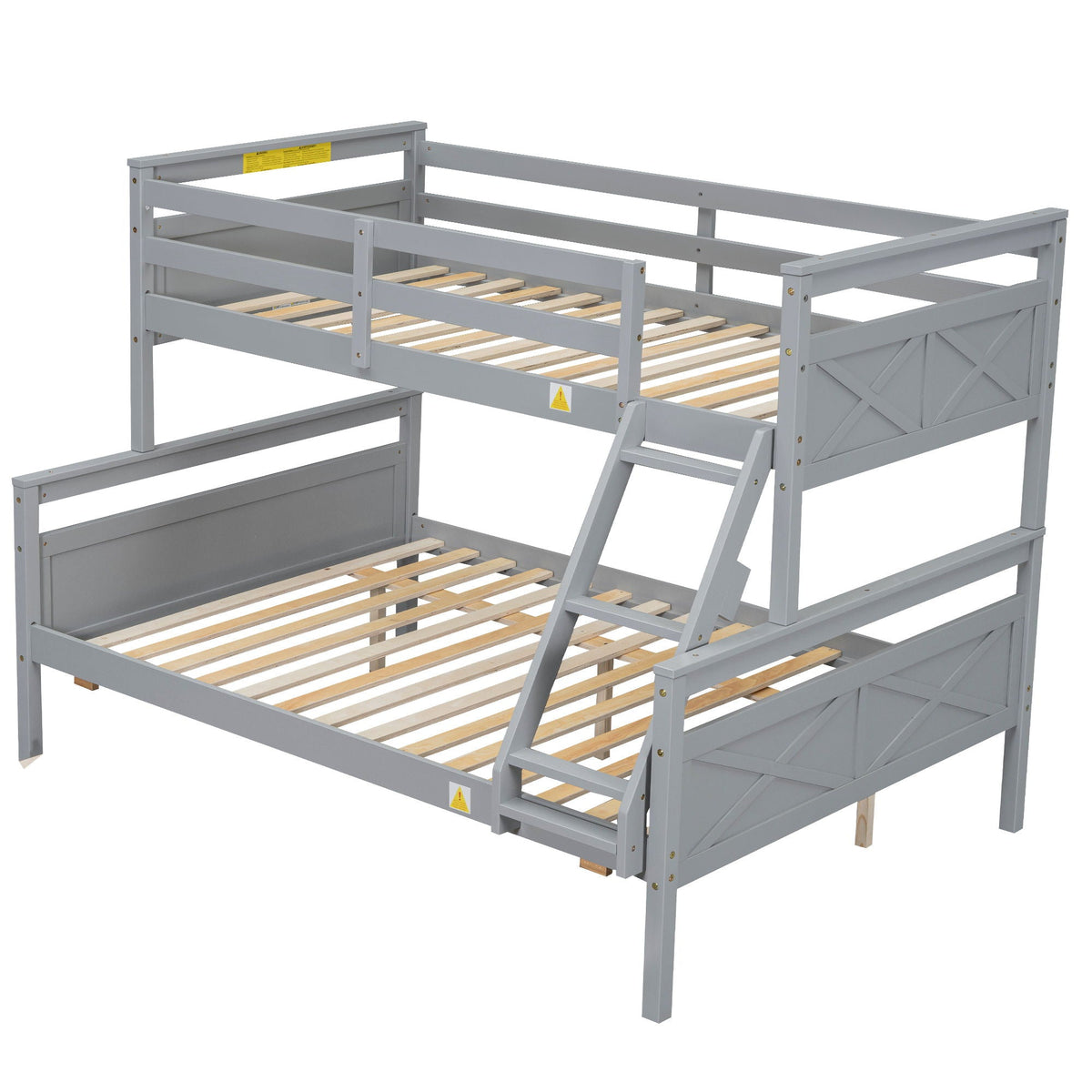 Twin Over Full Bunk Bed with Ladder and Storage Options - White or Dark Gray