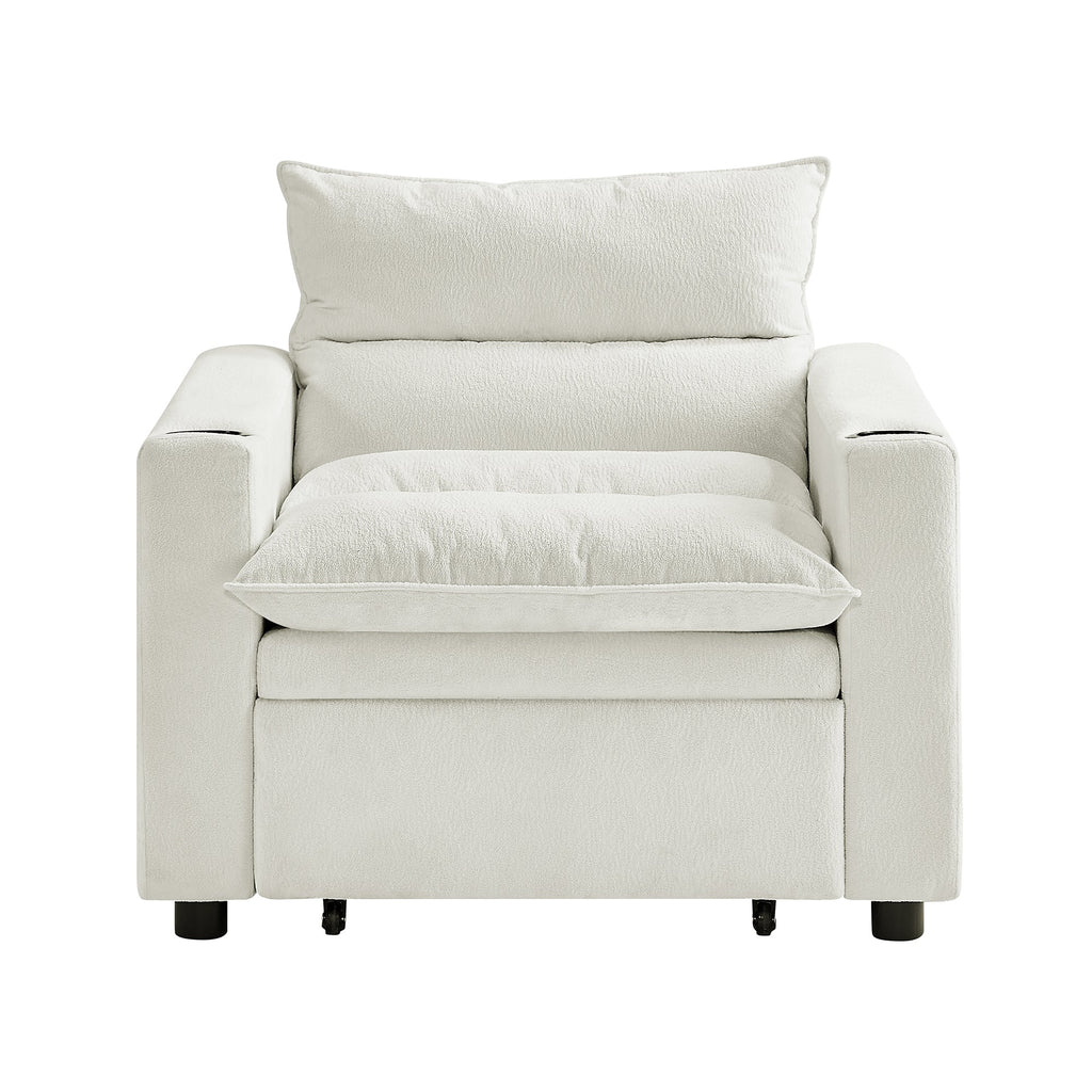 Convertible Sleeper Sofa Chair Bed with 3-in-1 Design - Lychee Velvet