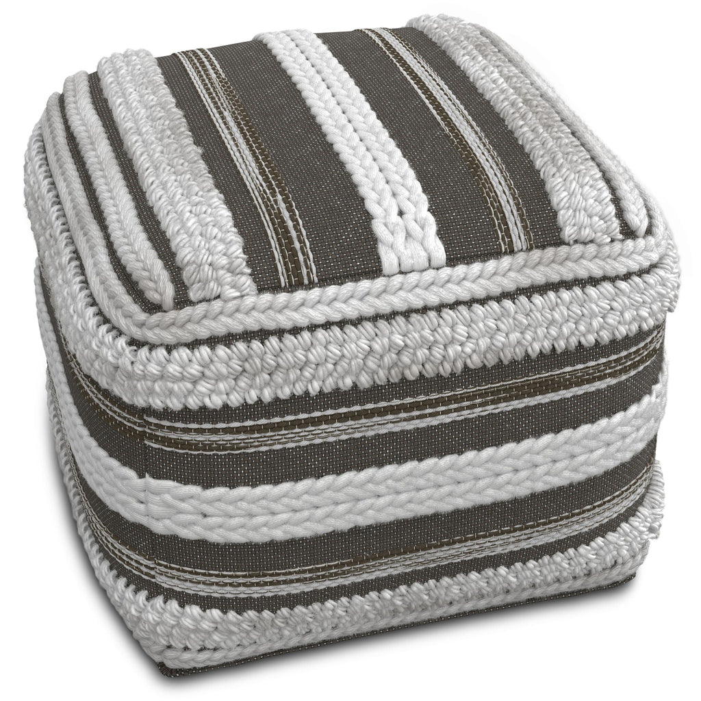 Handcrafted Square Pouf with Supportive Polystyrene Filling - Beige or Dark Gray