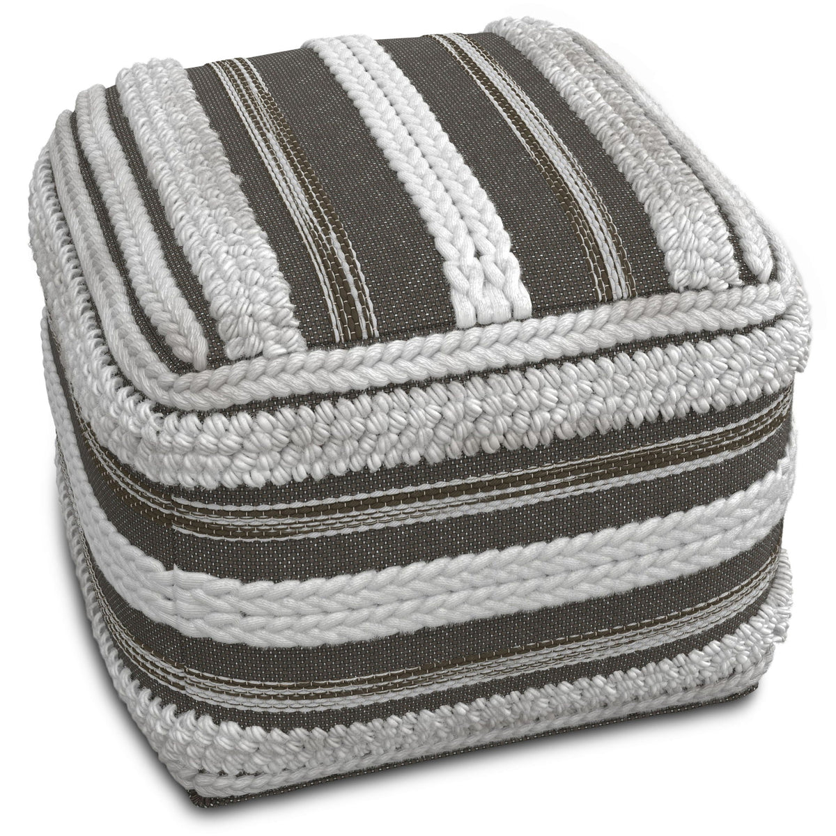 Handcrafted Square Pouf with Supportive Polystyrene Filling - Beige or Dark Gray