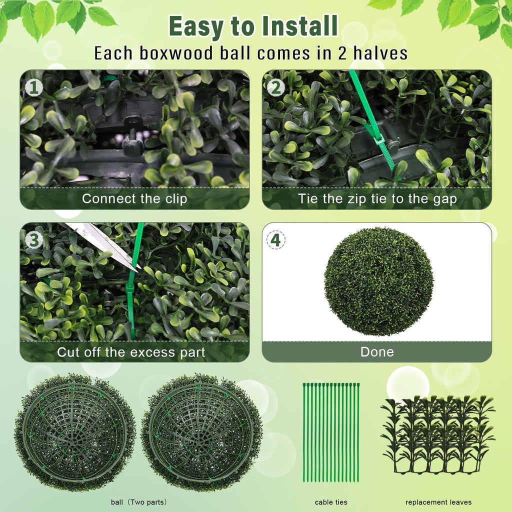 Artificial Topiary Balls with Lifelike Shape Retention - Green