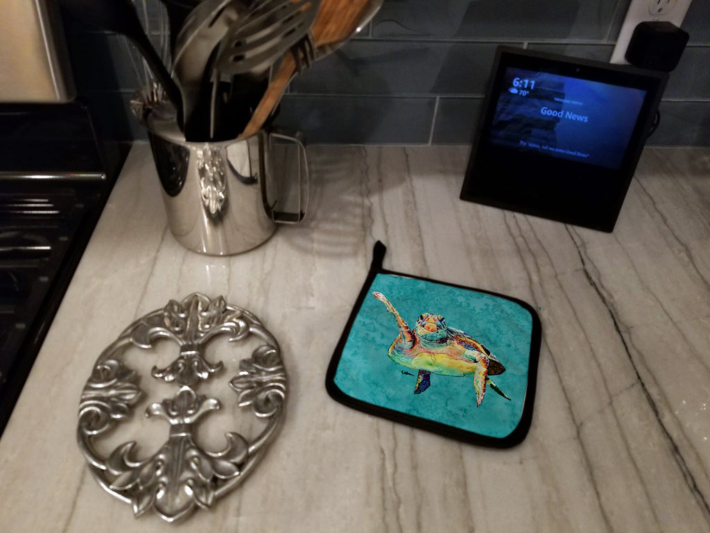 Turtle Pot Holder Set of 2 Heat Resistant Quilted Hot Pads 7.5 x 7.5 Inch, Insulated Kitchen Trivets for Cooking & Baking