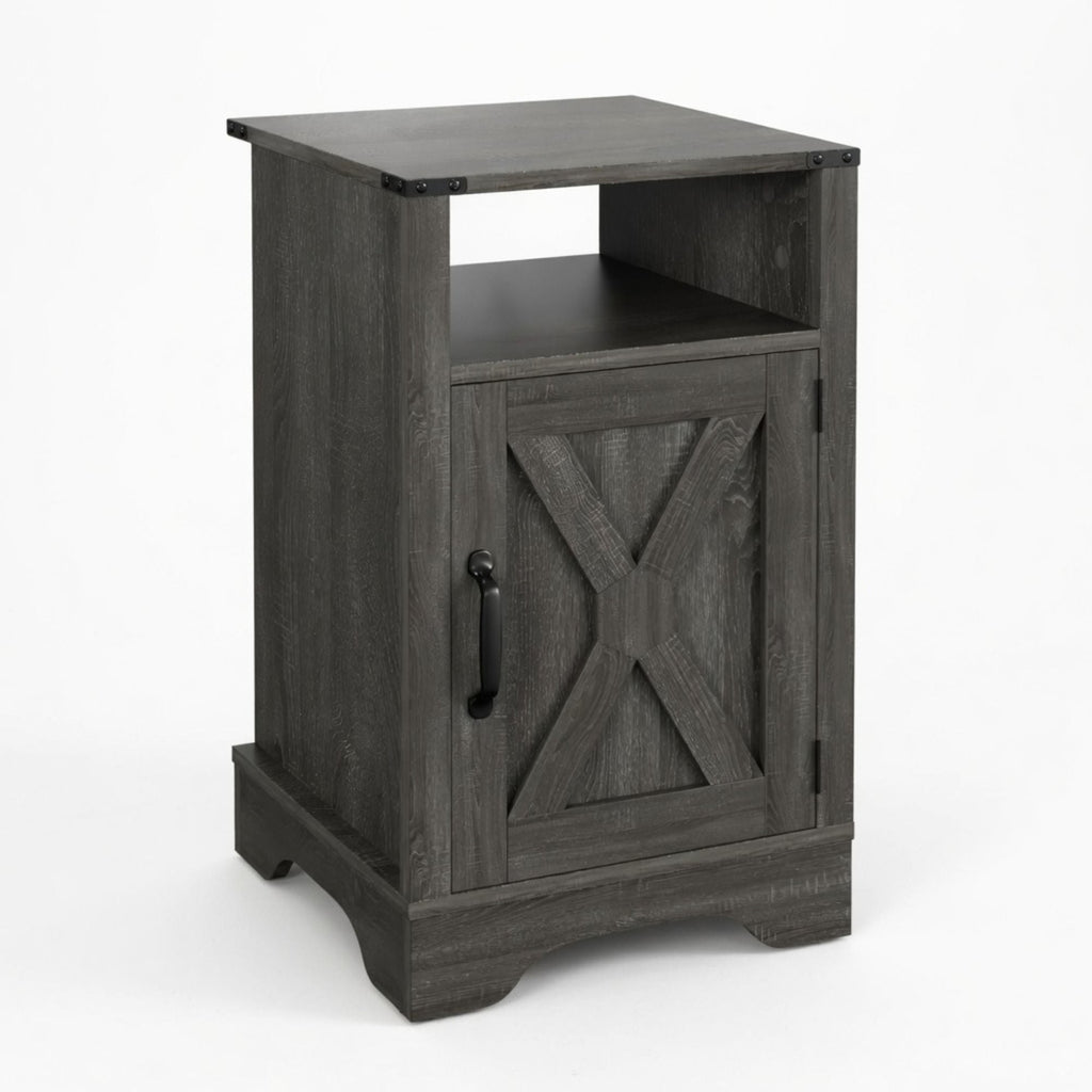 Farmhouse Nightstand with Charging Station & Storage - Multiple Colors