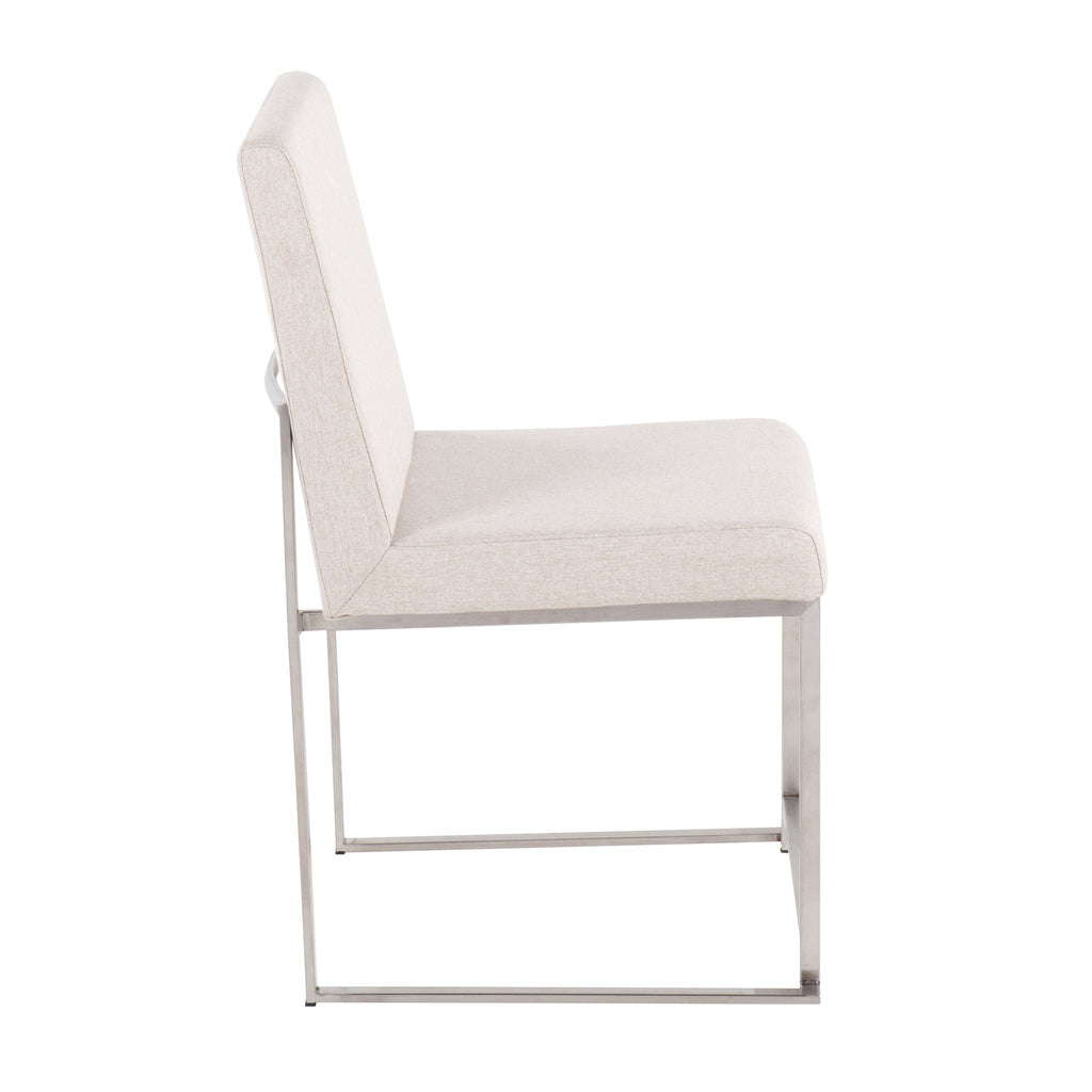 Contemporary High Back Dining Chair Set of 2 with Padded Upholstery - Dark Gray or Beige
