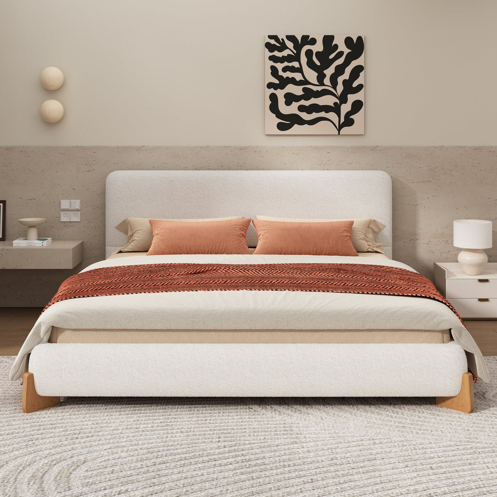 Elegant Boucle Upholstered Bed