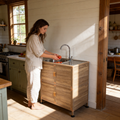 Utility Sink with Cabinet with Lockable Storage - Natural Wood Grain